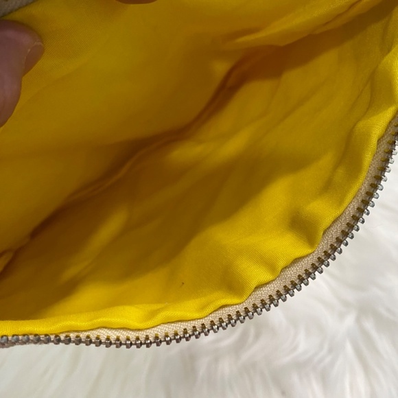 Canvas Zipper Basic Pouch. Cream/Yelow. One Size - Picture 3 of 7